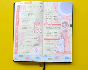 Rose Tea Party-stickers voor Hobonichi-wekenplanner