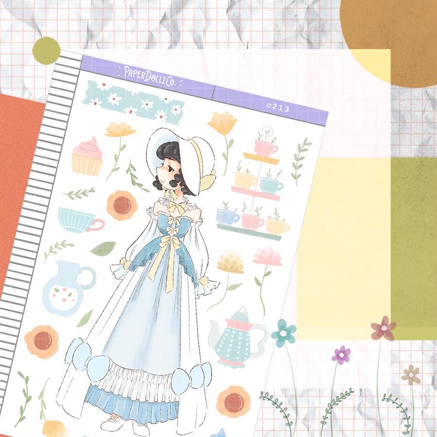 Butterfly Tea Party Stickers: Hobonichi Weeks Planner Kit - Etsy