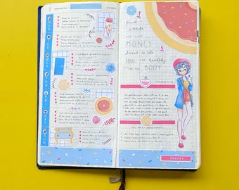 Preppy plannerstickers: Hobonichi Weeks-kit - lentemode