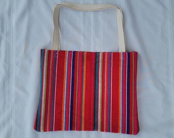 Sac de marché/sac fourre-tout à rayures rouges recyclés