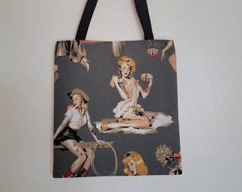 Vintage Pinup Zombie Babes Halloween Tote Bag