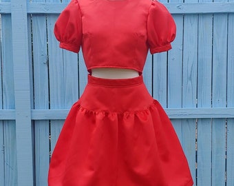 Robe de cocktail rouge deux pièces taille S