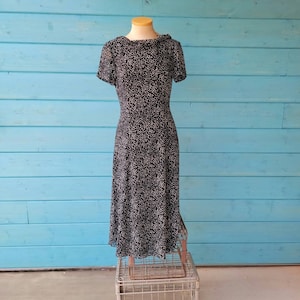 1990s Black and White Polka Dot Talbots Dress