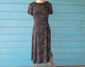 Robe Talbots noire et blanche à pois des années 1990