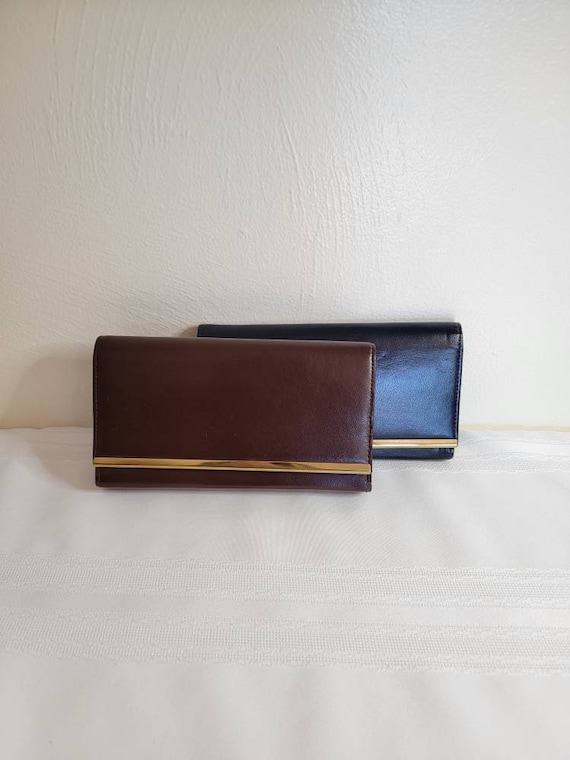 1950s Navy Blue or Brown Leather Britemode Clutch 