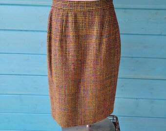 Jupe Ann May en tweed de soie des années 80, taille 6