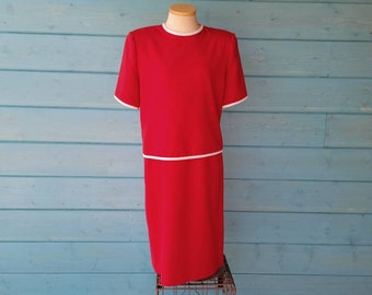 Robe rouge carrée en deux pièces simulée des années 1980 Henry-Lee Petite femme, taille 10