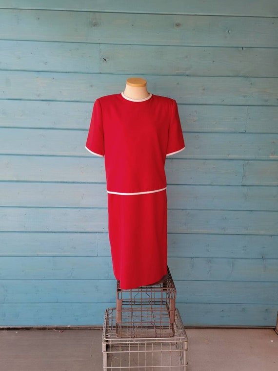 1960s Mock Two Piece Red Dress Women's Size 10