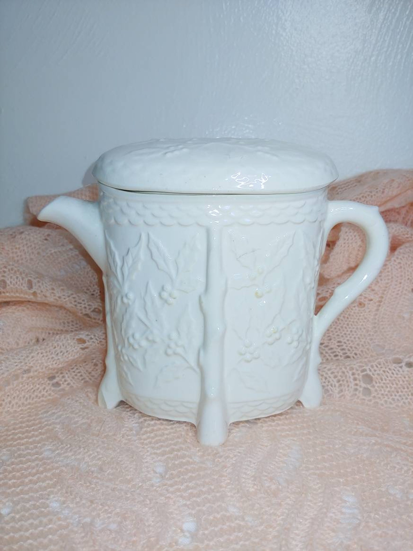 Vintage White Ceramic Creamer Pitcher with Lid. Etsy