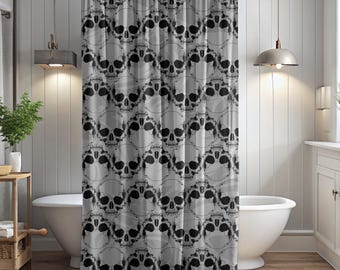 Spooky Skull Shower Curtain: Vintage Gothic Halloween Bath Decor