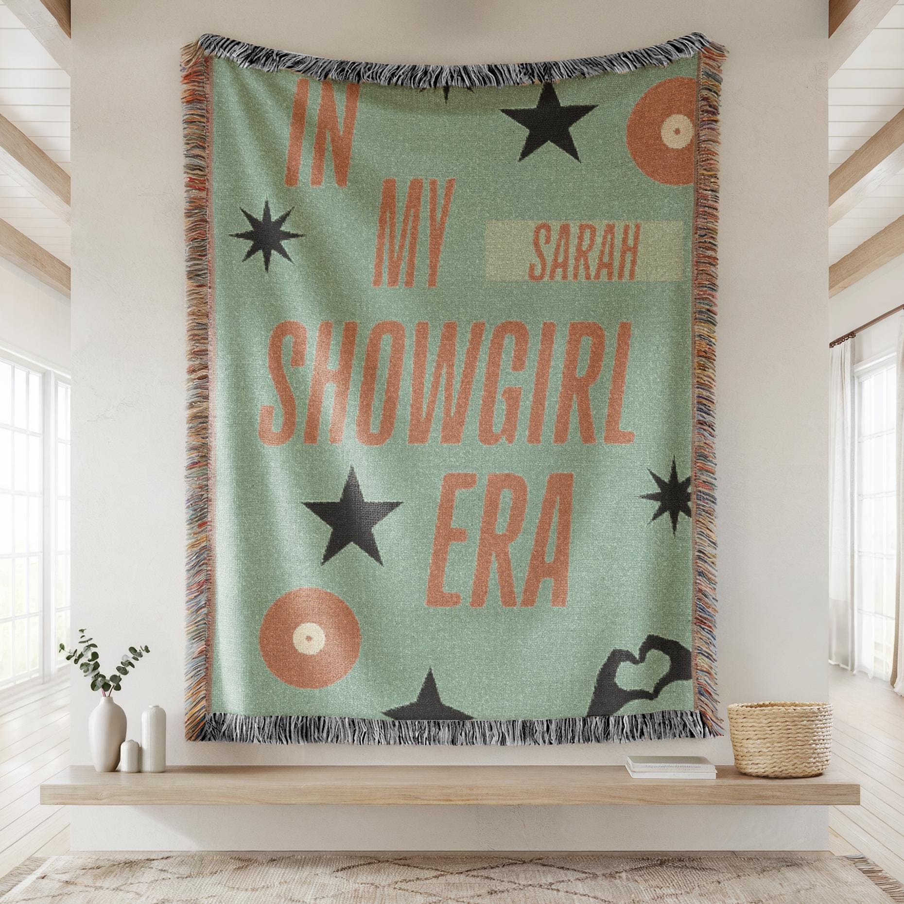 Discover Customizable Showgirl Woven Cotton Throw Blanket: Concert Lover Gift, Music Fan Gift