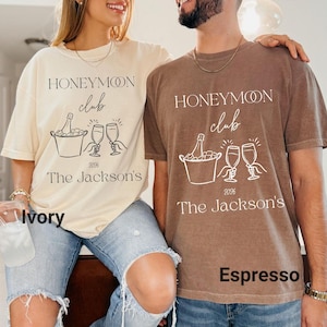 Custom Honeymoon Club Comfort Colors Couples Honeymoon TShirts Mr and Mrs Tee Just Married Gift for Newlywed Personalized Honeymoon