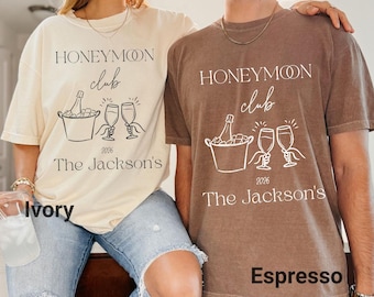 Custom Honeymoon Club Comfort Colors T-Shirts: Mr & Mrs Newlywed Gift