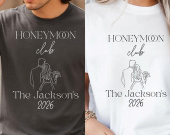 Custom Honeymoon Club Comfort Colors T-Shirts: Mr & Mrs Newlywed Gift