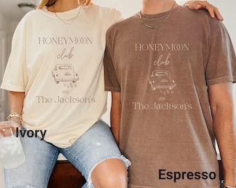 Custom Honeymoon Club Comfort Colors T-Shirts: Mr & Mrs Newlywed Gift