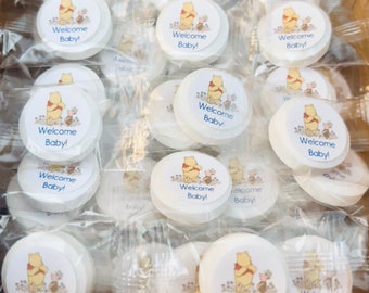 50 Winnie the Pooh Baby Shower Favors, Pooh Baby Shower Favors, Pooh and Friends, Welcome Baby, Mint Favors, Party Favors