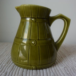SARREGUEMINES ceramic pitcher barbotine khaki