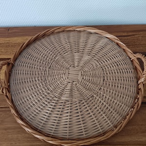 round rattan and glass tray vintage boho rattan tray