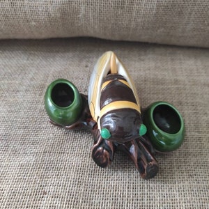 Provençal cicada pepper and mustard salt shaker in vintage French ceramic