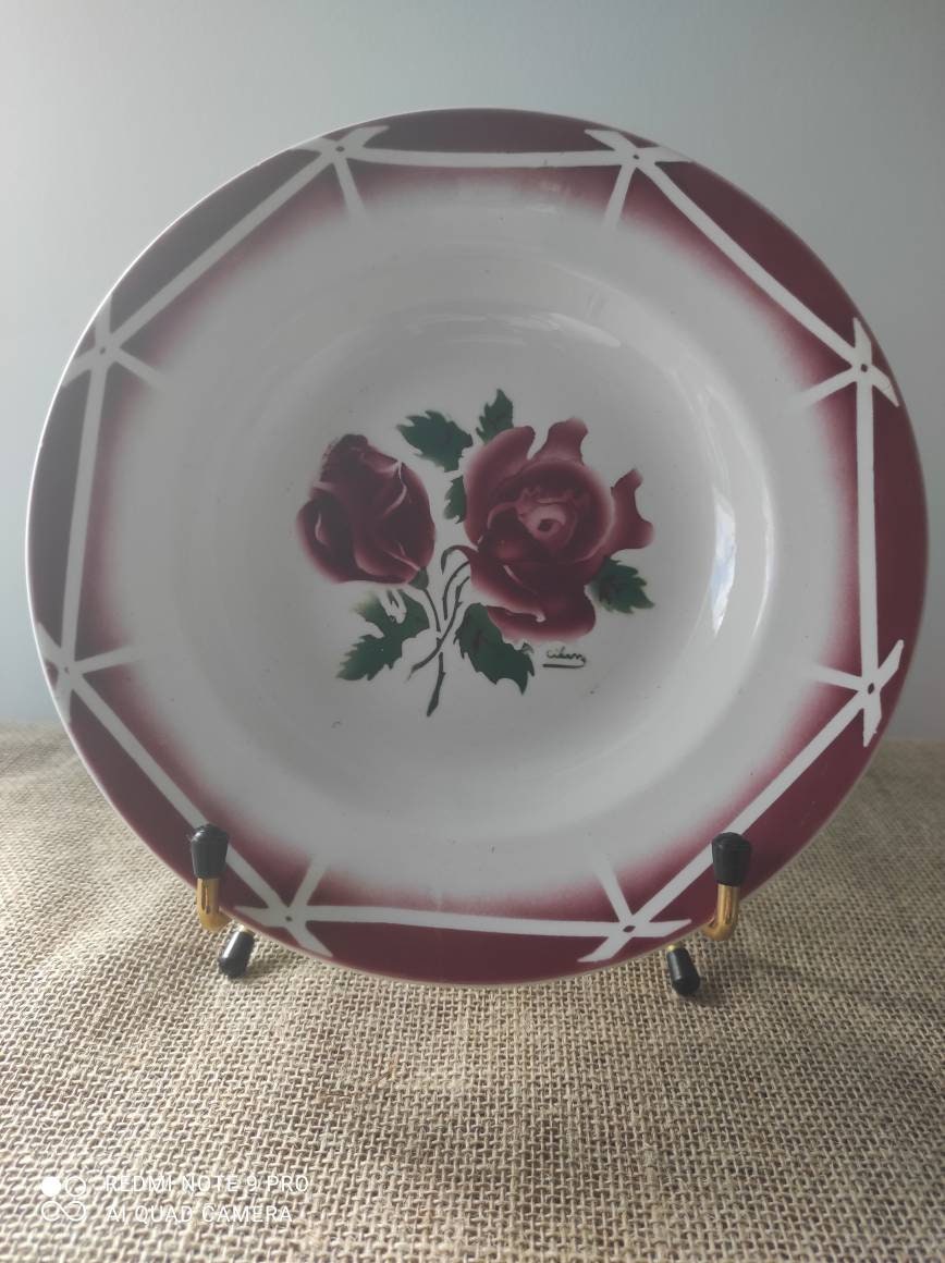 Digoin Sarreguemines Flat Round Hollow Ceramic Model CIBON - Etsy