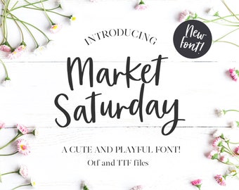 Market Saturday Font - Handwritten font download - Modern calligraphy font - Font for scrapbooking, SVG, Crafts, Logo and more