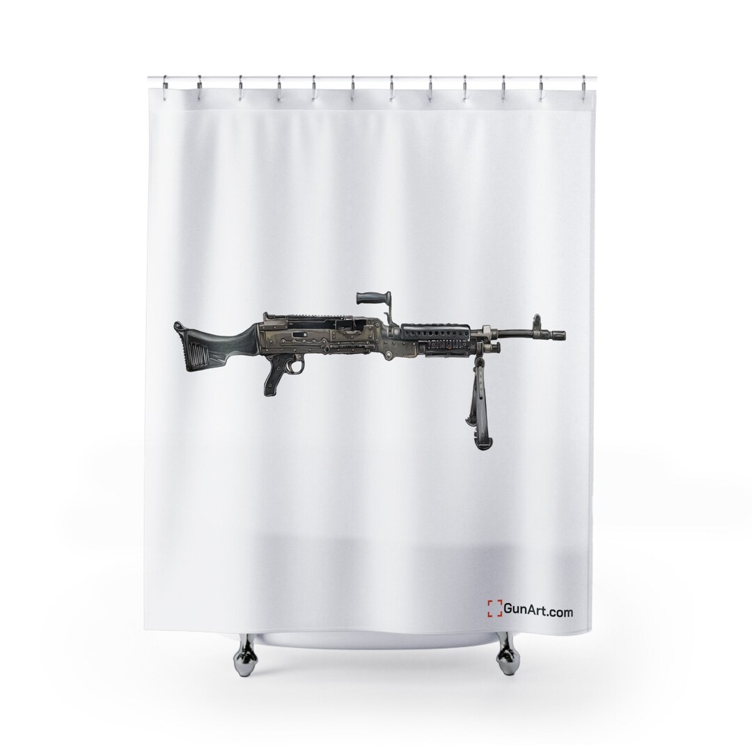 M240B Belt Fed 7.62x51 Machine Gun Shower Curtains Just the Piece White Background Etsy