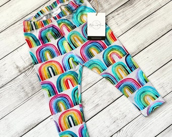 Organic cotton gray rainbows baby leggings