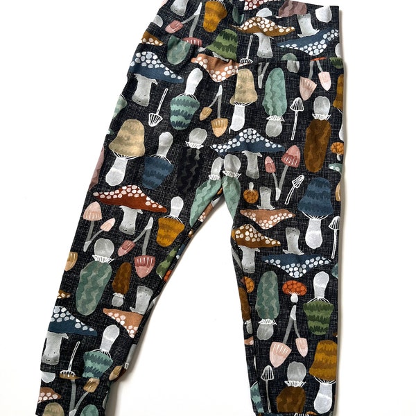 Organic Cotton Boho Fall Mushroom Baby Cuff Leggings