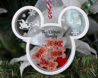 Mickey Mouse Christmas Ornament Personalized Disney Decoration Family Name Ornament Holiday Keepsake Gift Shaker Acrylic Custom Disney Decor