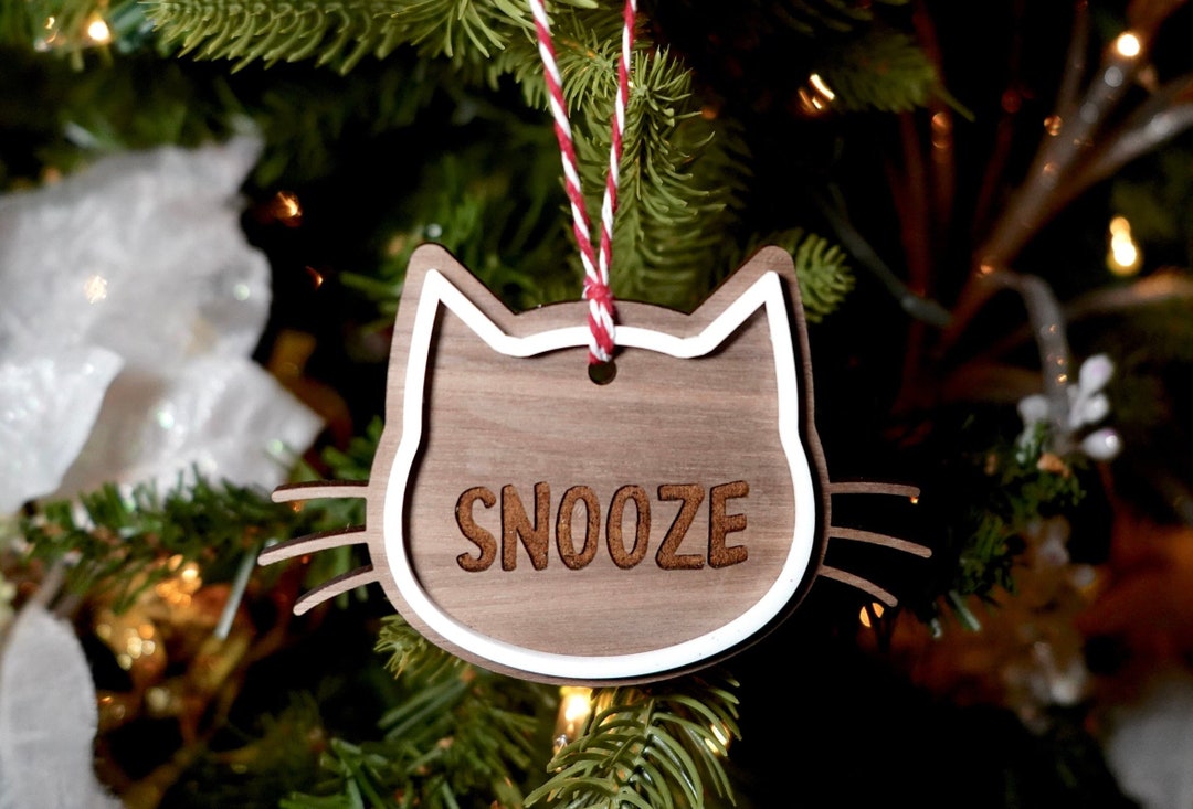 Personalized Wooden Cat Ornament Christmas Ornament Etsy