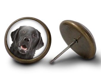 Schwarze Labrador Ohrringe - Labrador Ohrringe (Lebenslange Garantie) E0585
