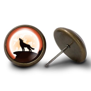 Howling Wolf Earrings - Wolves Earrings (Lifetime Guarantee) E0679