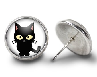 Black Cat Earrings - Cats Earrings (Lifetime Guarantee) E0447