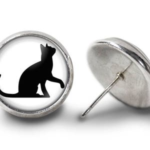 Cat Earrings - Playful Cat Earrings - Black Cat Earrings - Kitten Earrings - Cat Jewelry for Her (Pair) Lifetime Guarantee (E0445)