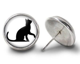 Kat oorbellen - Speelse kat oorbellen - Zwarte kat oorbellen - Kitten oorbellen - Kat sieraden voor haar (paar) Levenslange garantie (E0445)