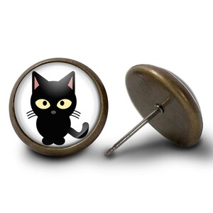 Schwarze Katzenohrringe - Katzenohrringe (Lebenslange Garantie) E0447