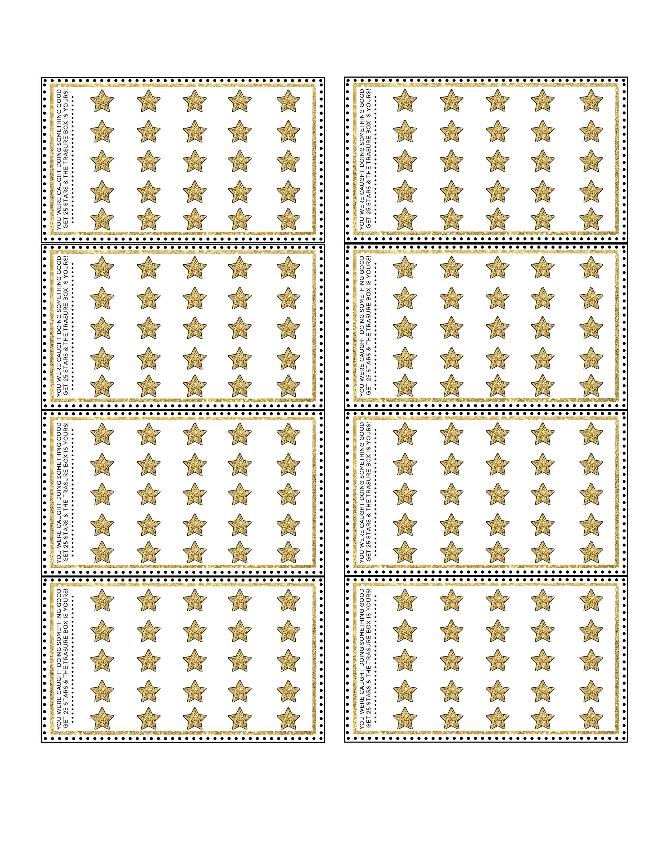 Teacher Star Punch Cards Printable Student Incentives Reward Etsy