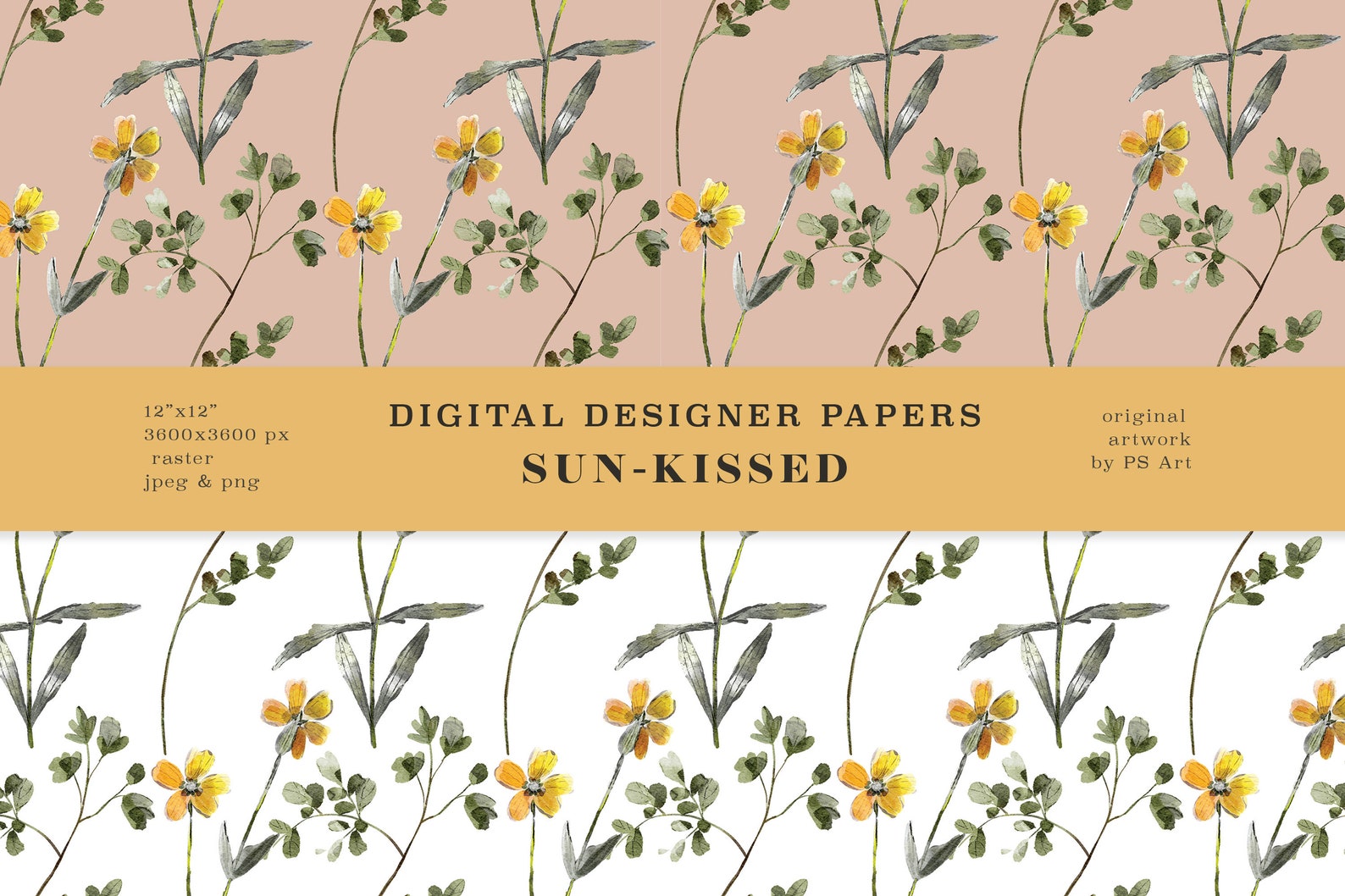 Watercolor Meadow Flowers Digital Papers, Scrapbook Papers, Seamless ...