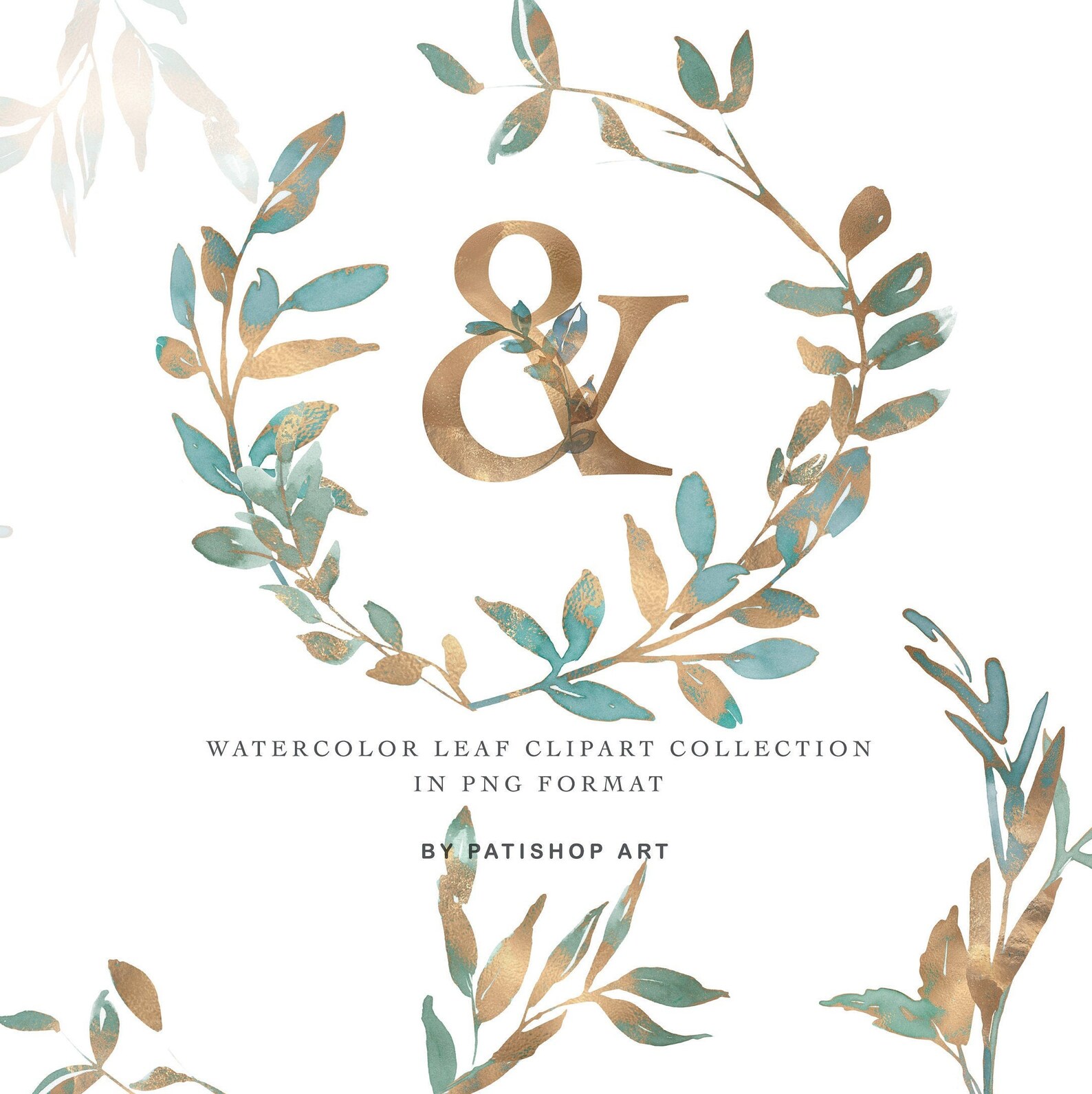 Gold Leaf Alphabet Embellished Letters Monogram Watercolor | Etsy