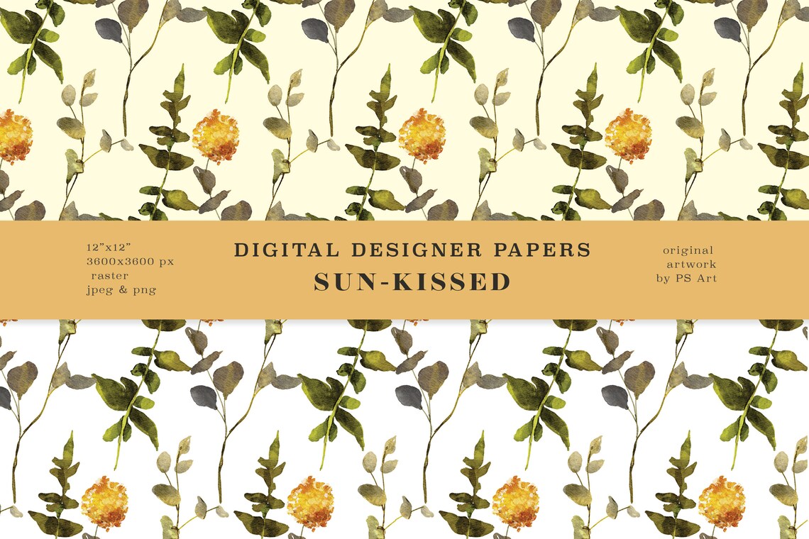 Watercolor Meadow Flowers Digital Papers, Scrapbook Papers, Seamless ...