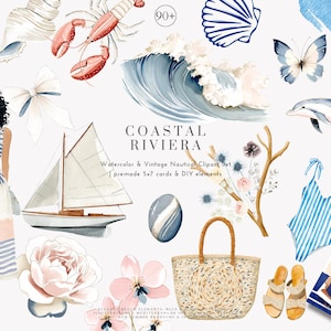 aquarel clipart - png illustratie - kustdecor - strand clipart - nautische clipart - zomerelementen - vintage nautisch - kust png