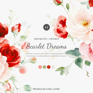 roses aquarelles - élégance florale - rêves écarlates - bouquets de roses - teintes vives - rouge cramoisi - design élégant - beauté intemporelle png