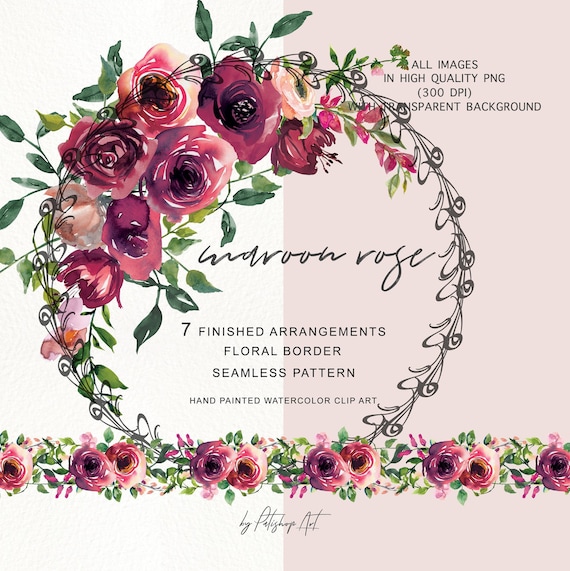 Floral Bouquet Designs, Burgundy and Plum Flower Frames and Wreaths, Dark  Red and Purple Flower Wreaths, Borders and Frames -  Canada
