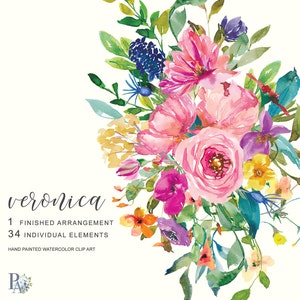 水彩花束クリップアート - 夏の花クリップアート - バラ牡丹の花クリップアート - 結婚式招待状デザイン - ピンクの牡丹クリップアート png