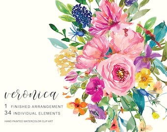 watercolor floral bouquet clipart - summer flowers clipart - rose peony flowers clipart - wedding invite design - pink peony clipart png