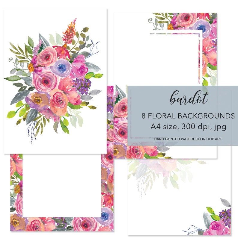 Watercolor Pastel Colors Floral Background Watercolor Clip Etsy