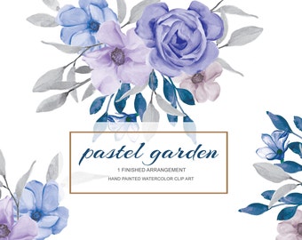 purple watercolor flower clipart - wedding clipart - hand painted - pastel violet flowers - wedding Invite design - planner supplies png