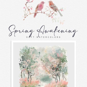 Aquarell Frühling Clipart Frühling Landschaften Frühlingskunst Frühlingsfeld Frühling Tier Aquarell Vogel Frühling Land Clipart png Bild 4