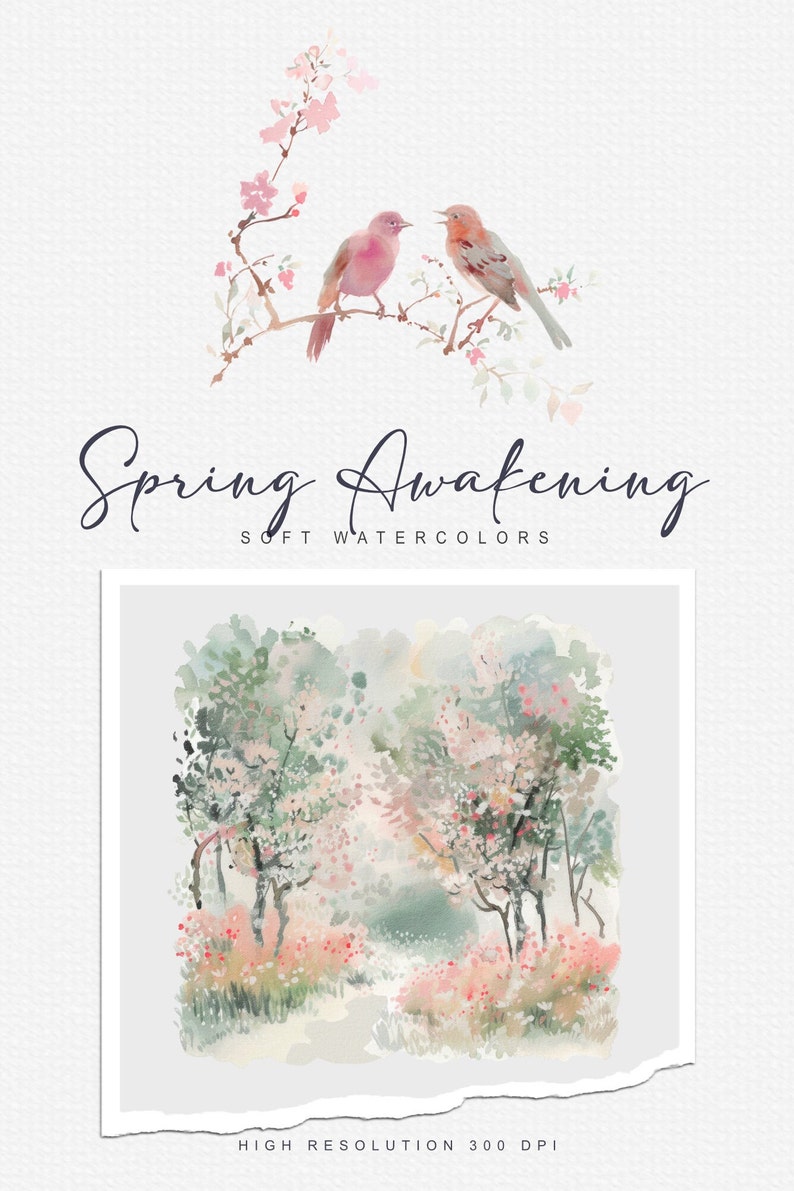 Aquarell Frühling Clipart Frühling Landschaften Frühlingskunst Frühlingsfeld Frühling Tier Aquarell Vogel Frühling Land Clipart png Bild 4