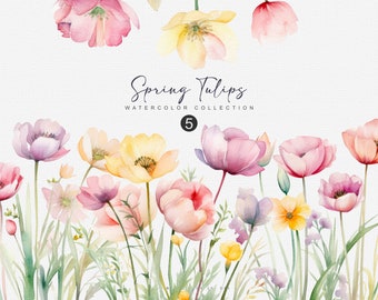 watercolor tulips clipart - spring floral bouquet - wedding clipart - premade clipart  - pink flowers clipart - spring clipart png - garden